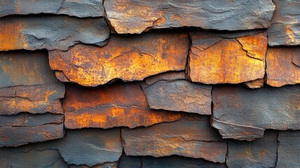 Poster - A close-up shot of a rusty rock wall, perfect for use in industrial or outdoor-themed designs