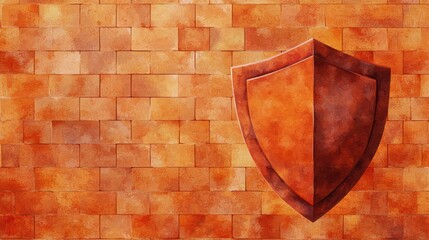 Poster - Digital Shield Symbol on Glowing Grid Background for Security Concept Design
