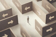 © fran_kie - illustration of man lost in a maze full of arrows, surreal abstract concept