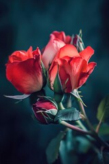Poster - A bouquet of fresh red roses