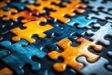 Aufkleber - A close-up shot of a single puzzle piece on a flat surface