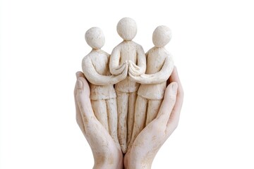 Aufkleber - A couple's hands cradle a statue of a family, symbolizing love and unity