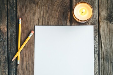 Poster - A simple scene featuring a piece of paper with a pencil lying next to it