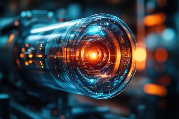 Poster - A close-up shot of a camera lens with a blurred background, ideal for use in photography or technology-related designs