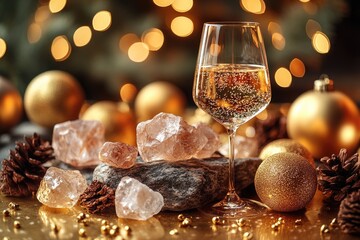 Poster - A glass of wine sits alone on a table, ready to be enjoyed