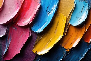 Poster - A detailed view of a colorful artwork with various hues and textures