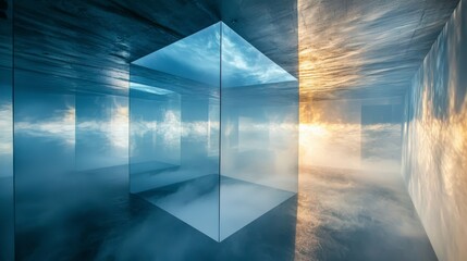 Aufkleber - Misty room of illusions ethereal space visual art surreal environment captivating perspective dreamlike concept
