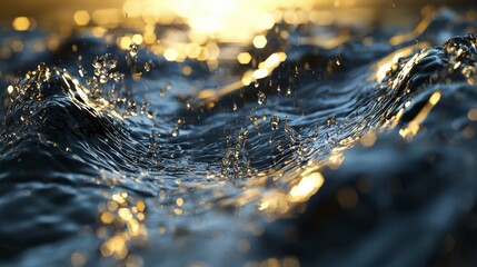 Poster - Sound waves creating rippling water effects serene lake nature photography golden hour close-up fluid dynamics