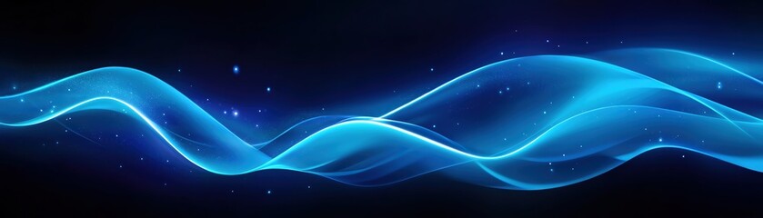 Poster - Abstract blue wave patterns on a dark background, creating a fluid and modern design.