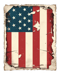 Poster - vintage, weathered American flag with distressed texture evokes sense of history and patriotism. flag aged appearance adds character and nostalgia