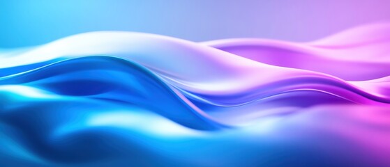 Poster - Abstract wavy lines in vibrant blue and pink hues create a serene digital atmosphere.