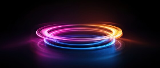 Poster - Colorful glowing circles with vibrant light effects on a dark background.