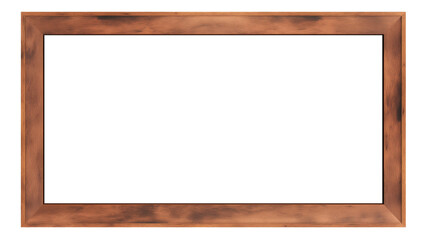 Poster - Rectangular pine wood photo frame with rustic finish, isolated on white background, perfect for home decor or art display. frame natural texture adds warmth and charm