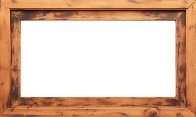 Poster - rustic pine wood photo frame with natural finish, isolated on white background, showcasing its unique grain and texture. Perfect for home decor or displaying cherished memories