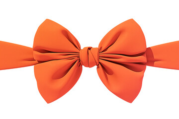 Poster - vibrant orange ribbon with folded bow is isolated on white background, showcasing its elegant and festive design. PNG transparent