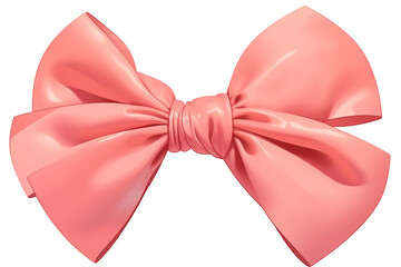 Poster - shiny pink ribbon with puffy bow is isolated on white background, showcasing its glossy texture and elegant design. Perfect for gift wrapping or decorative purposes. PNG transparent