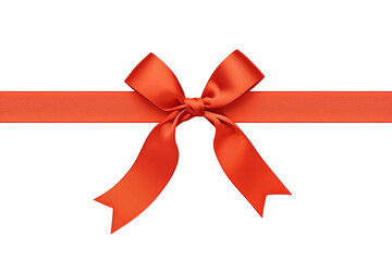 Poster - vibrant red ribbon with small bow is elegantly isolated on white background, perfect for gift wrapping or decoration. PNG transparent