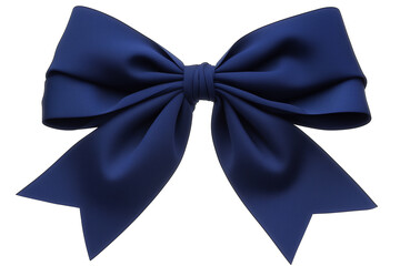Poster - deep blue ribbon bow with elegant loops and tails, isolated on white background, showcasing its smooth texture and vibrant color. PNG transparent