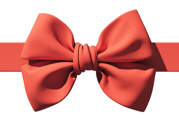 Poster - vibrant red ribbon with knotted bow is elegantly displayed against white background, showcasing its smooth texture and festive appearance. PNG transparent