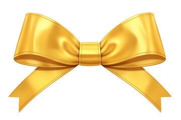 Poster - shimmery gold ribbon bow isolated on white background, perfect for gift wrapping and festive decorations. elegant design adds touch of luxury and celebration. PNG transparent