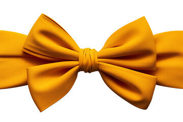 Poster - vibrant yellow ribbon with textured bow is isolated on white background, showcasing its elegant and festive design. Perfect for gift wrapping or decoration. PNG transparent