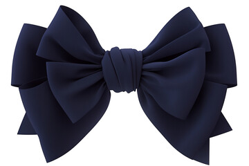Poster - navy blue ribbon bow is elegantly isolated on white background, showcasing its smooth texture and intricate folds. PNG transparent