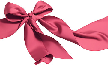 Poster - vibrant pink satin ribbon with elegant bow is beautifully isolated on white background, showcasing its smooth texture and graceful curves. PNG transparent