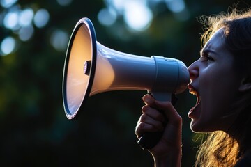 Poster - A person holding a megaphone, often used for public speaking or events