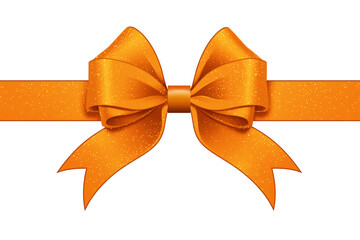 Poster - vibrant orange ribbon with glittery bow is elegantly tied, isolated on white background, creating festive and cheerful atmosphere. PNG transparent