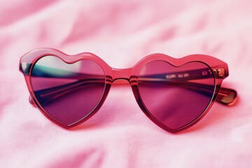 Poster - A pair of heart-shaped sunglasses lying on a bed, perfect for a romantic or playful scene