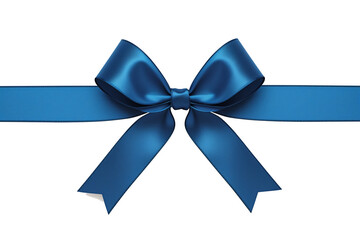 Poster - vibrant blue ribbon with bow is elegantly isolated on white background, showcasing its smooth texture and symmetrical design. Perfect for gift wrapping or decoration. PNG transparent
