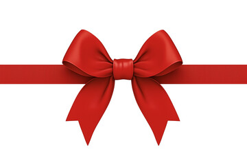 Poster - vibrant red ribbon with bow is elegantly isolated on white background, perfect for festive occasions and gift wrapping. PNG transparent