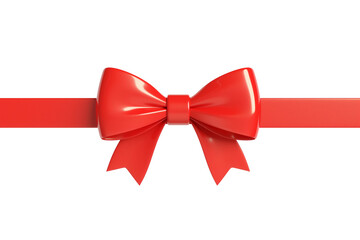 Poster - shiny red ribbon with bow is isolated on white background, perfect for gift wrapping or decoration. vibrant color and elegant design make it ideal for festive occasions. PNG transparent