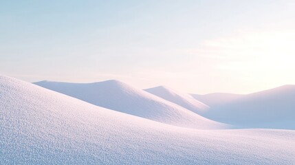 Poster - Serene snowy landscape with gentle hills under a soft pastel sky.