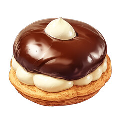 Aufkleber - delicious chocolate covered pastry with creamy filling on light, fluffy base, perfect for dessert lovers. glossy chocolate topping adds rich, indulgent touch to this sweet treat