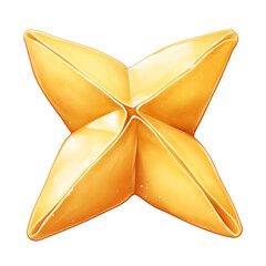 Poster - golden fortune cookie isolated on white background, showcasing its unique folded shape and crispy texture. cookie is ready to reveal hidden message inside