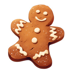 Aufkleber - smiling gingerbread cookie with icing decoration is isolated on white background, showcasing its classic festive design. Perfect for holiday themes and baking inspiration