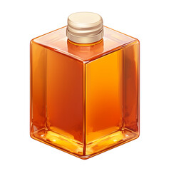Poster - translucent honey colored amber gift box with golden cap, isolated on transparency background, showcasing sleek and elegant design perfect for packaging or decorative purposes