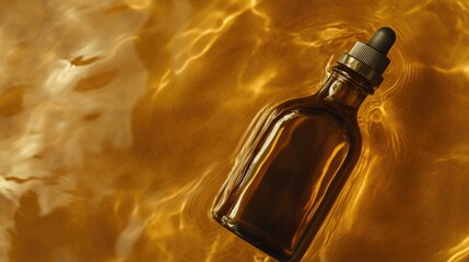 Aufkleber - A brown glass bottle sits on a table, ready to be used