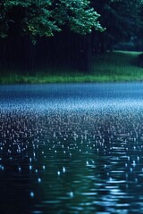 Poster - A person holding an umbrella, standing in the rain