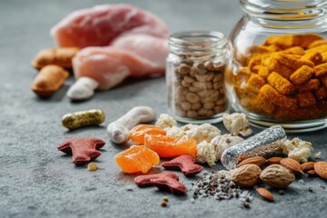 Aufkleber - A clear glass jar filled with assorted nuts and snacks, perfect for use in lifestyle or still life photography