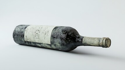 Wall Mural - 21. A tilted shot of a wine bottle with detailed textures on a white background