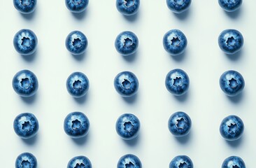 Sticker - Fresh blueberries arranged in a neat pattern on a light background for a vibrant culinary display