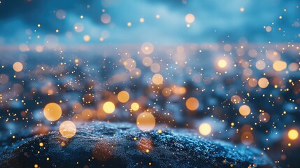 Aufkleber - Magical bokeh lights dance over a dark textured surface, creating a dreamy, ethereal scene. Warm and cool tones blend together, evoking wonder and tranquility.