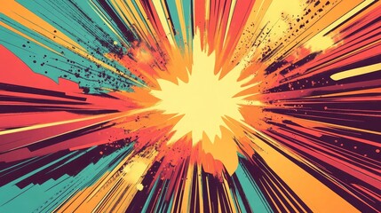 Poster - Bright and colorful comic explosion expressing excitement and energy