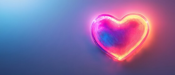 Aufkleber - Vibrant Neon Heart Shape on a Soft Colorful Background, Perfect for Representing Love, Passion, Romance, and Emotional Connections in Artistic Designs