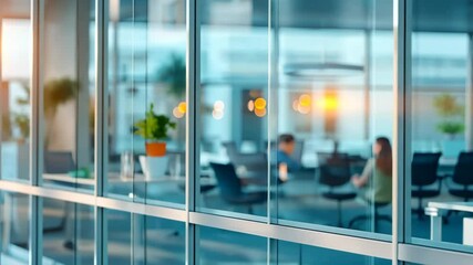 Aufkleber - High Angle Shot of Modern Office Interior with Plants and Natural Light