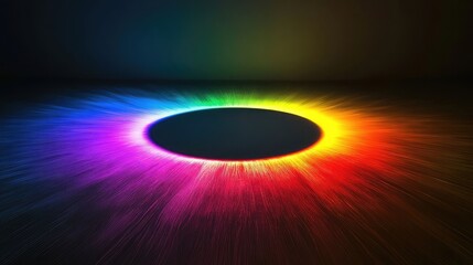 Poster - Glowing rainbow lens effect radiating from a dark circular core