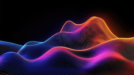 Poster - Neon lines leading into an abstract dark space creating a futuristic design