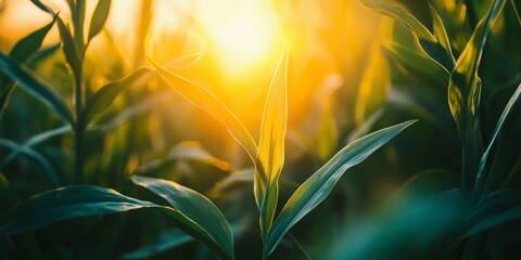 Wall Mural - Delicate leaves basking in sunlight, highlighting the beauty and tranquility of nature.